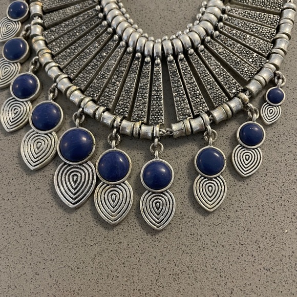 Lucky Brand Silver Necklace with Blue Gems - Picture 2 of 4